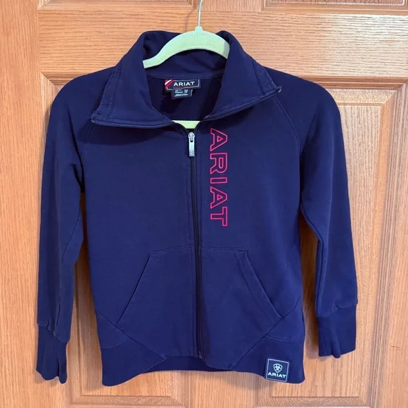 Ariat full zip sweatshirt girls size S/8 blue western wear cowgirl horse ranch - Picture 1 of 10
